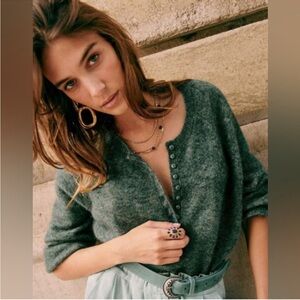 Sézane Leon Jumper Sage, Size M, Excellent Condition, Lightly Worn